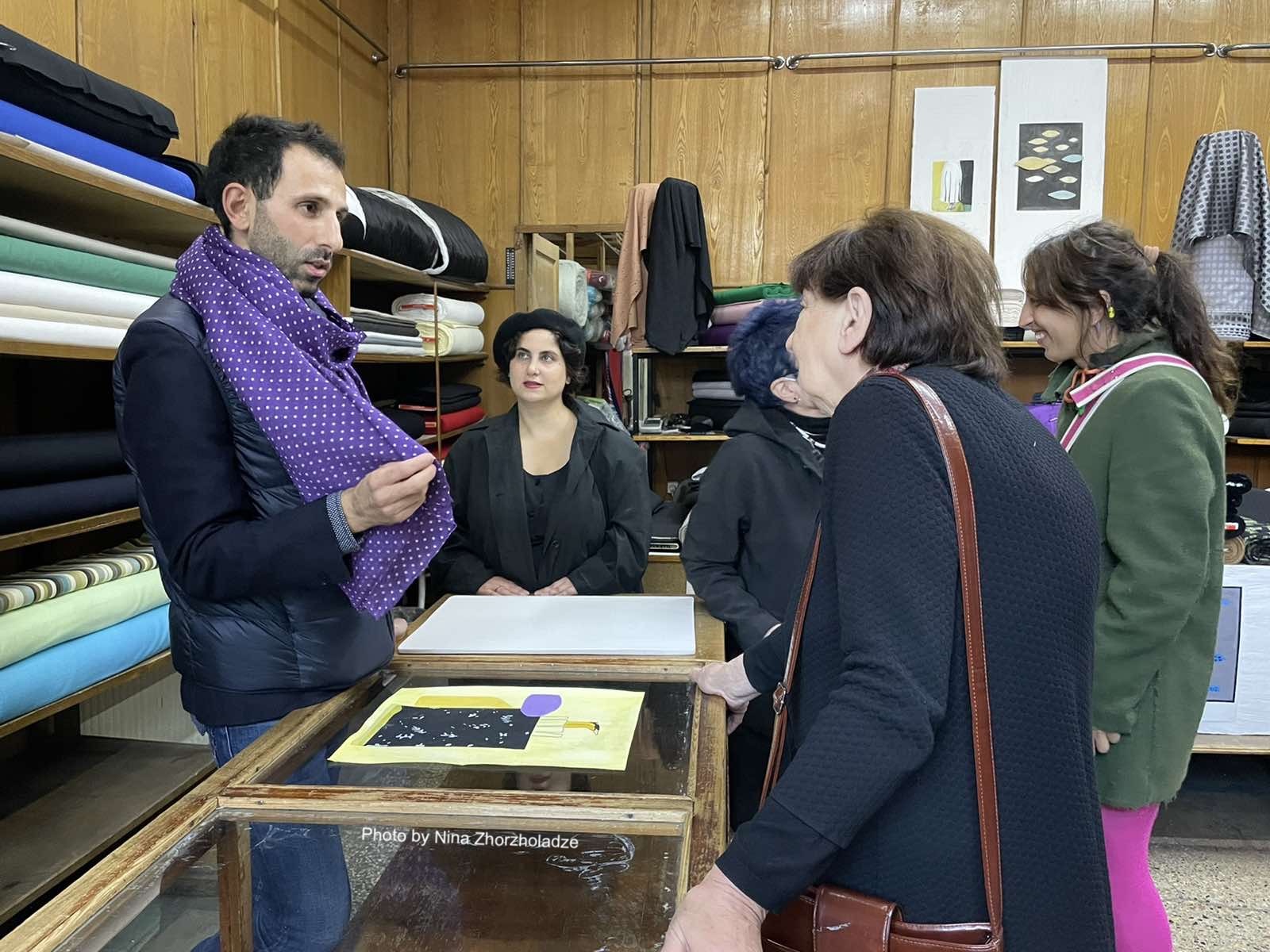 Data Chigholashvili at the exhibition Pop-Up: Textiles, photo by Nina Zhorzholadze
